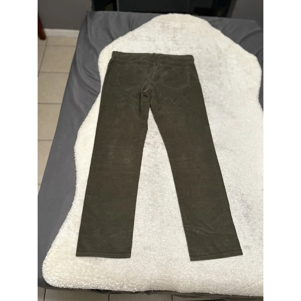 J Crew Flex Men's Corduroy Slim Olive Green Pants Size 32x30 Stretch